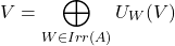 \[V = \bigoplus_{W\in Irr(A)} U_W(V)\]
