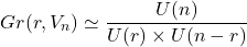 \[Gr(r, V_n) \simeq \frac{U(n)}{U(r)\times U(n-r)}\]