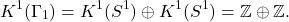 \[K^1(\Gamma_1) = K^1(S^1) \oplus K^1(S^1) = \Z\oplus \Z.\]