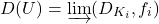 \[D(U) = \varinjlim (D_{K_i}, f_i)\]