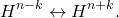 \[H^{n-k} \leftrightarrow H^{n+k}.\]