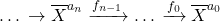 \[… \to \overline{X}^{a_n}\xrightarrow[]{f_{n-1}}… \xrightarrow[]{f_0} \overline{X}^{a_0}\]