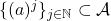 \{ (a)^j\}_{j\in \mathbb{N}} \subset \mathcal{A}