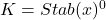 K = Stab(x)^0
