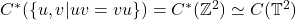 C^*(\{ u, v | uv= vu \}) = C^*(\mathbb{Z}^2) \simeq C(\mathbb{T}^2)