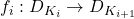 f_i: D_{K_i} \to D_{K_{i+1}}