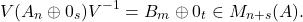 \[V(A_n\oplus 0_s)V^{-1} = B_m\oplus 0_t \in M_{n+s}(A).\]
