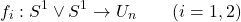 \[f_i : S^1\vee S^1 \to U_n \qquad (i= 1, 2)\]