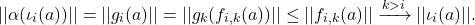\[||\alpha(\iota_i(a))|| = ||g_i(a)|| = || g_{k}(f_{i, k}(a))|| \leq || f_{i, k}(a)|| \xrightarrow{k > i } ||\iota_i(a)||.\]