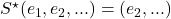 S^\star(e_1, e_2, ...) = (e_2, ...)