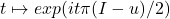 t\mapsto exp(it\pi(I-u)/2)