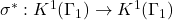 {\sigma^*: K^1(\Gamma_1) \to K^1(\Gamma_1)}