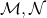 \mathcal{M}, \mathcal{N}
