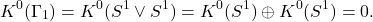 \[K^0(\Gamma_1) = K^0(S^1\vee S^1) = K^0(S^1) \oplus K^0(S^1) = 0.\]
