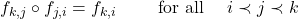 f_{k, j} \circ f_{j, i} = f_{k, i} \qquad \text{ for all } \quad i \prec j \prec k