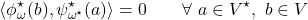 \[\langle \phi_\omega^\star (b), \psi_{\omega^\star}^\star (a) \rangle = 0 \qquad \forall ~ a\in V^\star, ~ b\in V\]