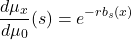 \[\frac{d\mu_x}{d\mu_0}(s) = e^{-r b_s(x)}\]
