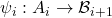 \psi_i: \mathacal{A}_i \to \mathcal{B}_{i+1}