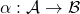 \alpha : \mathcal{A}\to \mathcal{B}